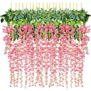 12Pack 1 Piece 3.6 Feet Artificial Fake Wisteria Vine Ratta Hanging Garland Silk